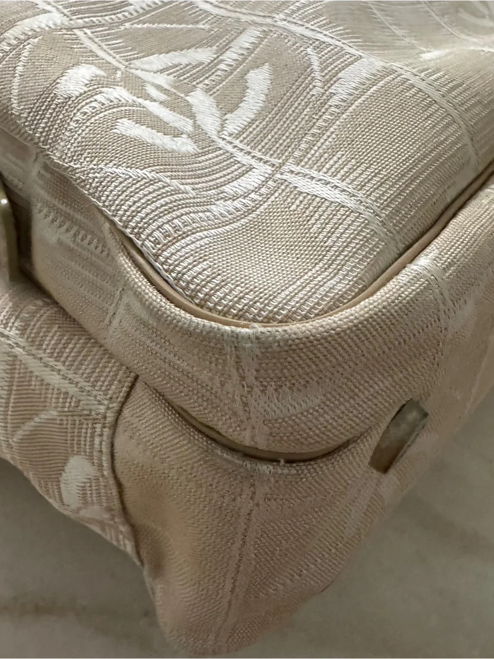 CHANEL travel line Beige & Cream Logo Pattern Tote